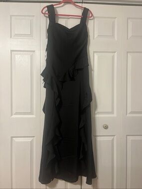 Azazie Black Ruffle Maxi Dress